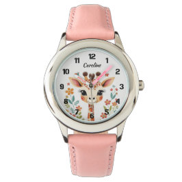 Reloj De Pulsera Cute Floral Giraffe Kids
