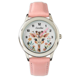 Reloj De Pulsera Cute Floral Giraffe Kids