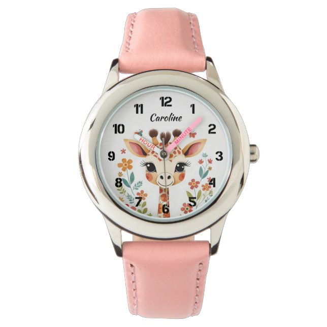 Reloj De Pulsera Cute Floral Giraffe Kids (Anverso)