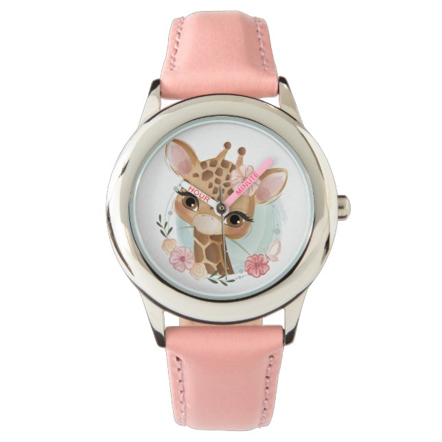 Reloj De Pulsera Cute Flowery Giraffe (Anverso)
