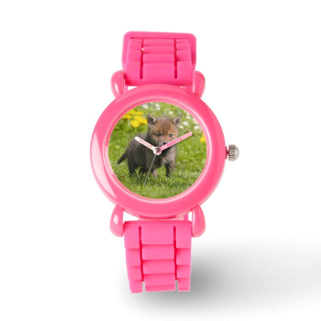 Reloj De Pulsera Cute Fluffy Red Fox Cub Wild Baby Photo Strapwatch (Anverso)