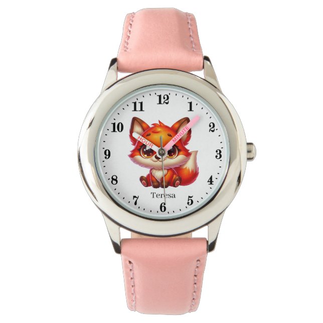 Reloj De Pulsera Cute fox añadir nombres chicas mirar (Anverso)