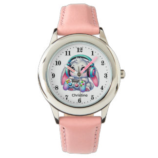 Reloj De Pulsera Cute gamer bunny add name                 