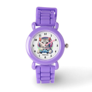 Reloj De Pulsera Cute gamer cat add name 