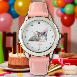 Reloj De Pulsera Cute Gato Gato Animal Girly Niños Acuarela
