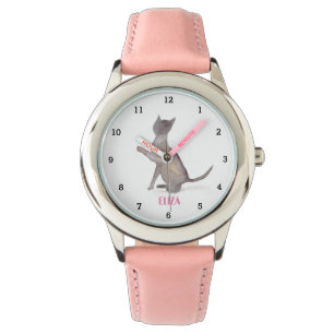 Reloj De Pulsera Cute Gato Gato Animal Girly Niños Acuarela
