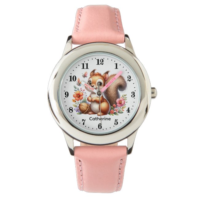 Reloj De Pulsera Cute girls squirrel lovers add name  (Anverso)