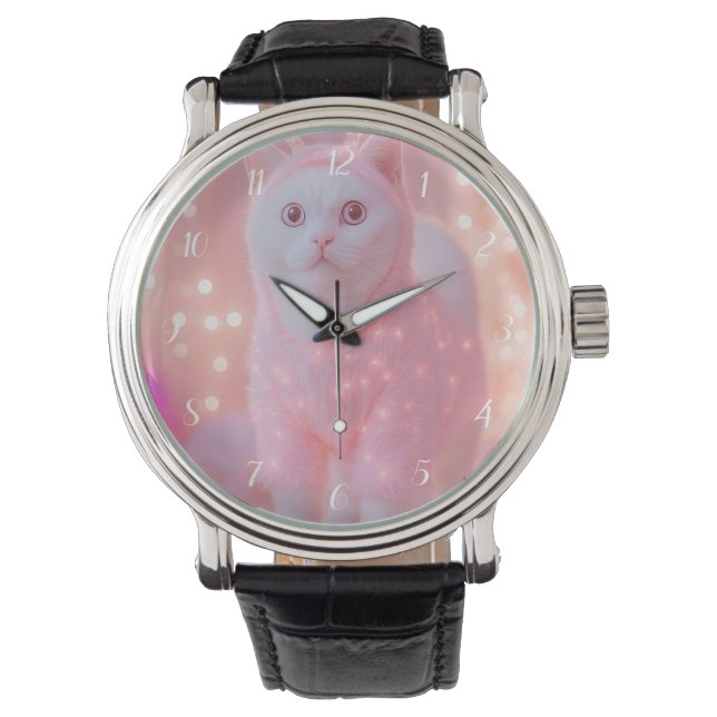 Reloj De Pulsera Cute Glowing Reindeer Kitty Winter Fantasy         (Anverso)