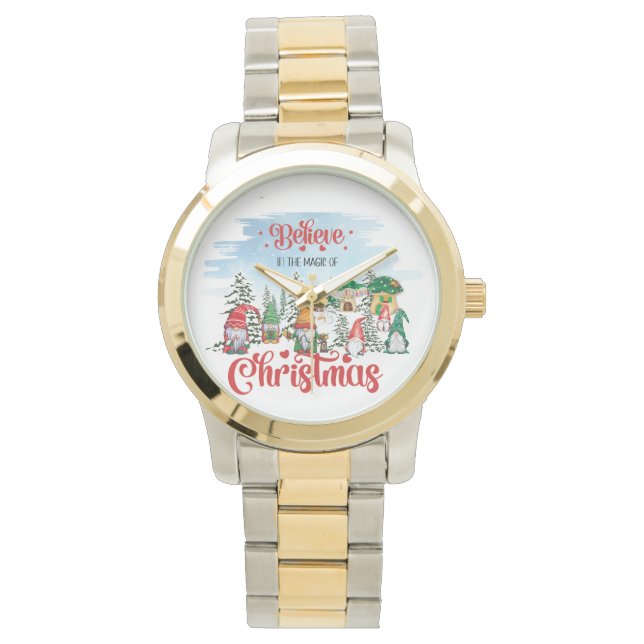 Reloj De Pulsera Cute Gnome Celebrating Christmas Holiday (Anverso)