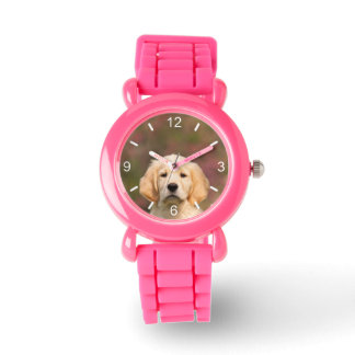 Reloj De Pulsera Cute Golden Retriever Dog Puppy - placa de marcado