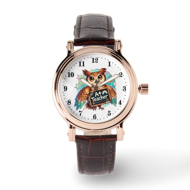 Reloj De Pulsera Cute graded Teacher owl  (Anverso)