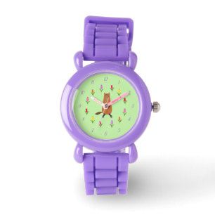 Reloj De Pulsera Cute Groundhog y Tulip Flowers