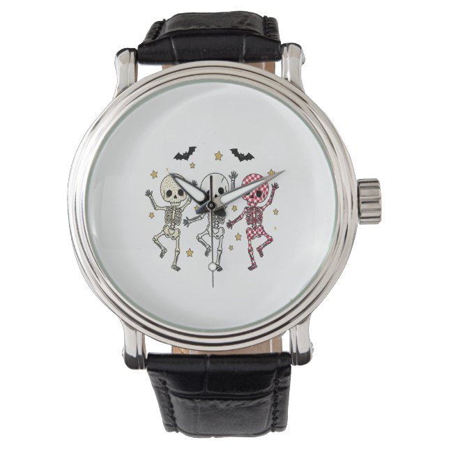 Reloj De Pulsera Cute Halloween Dancing Skeletons (Anverso)