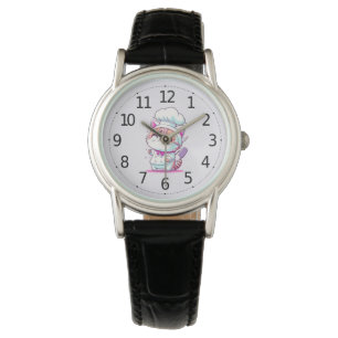 Reloj De Pulsera Cute Happy Baker Pastry Chef Cat Kitten  