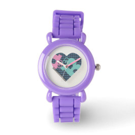 Reloj De Pulsera Cute Heart Notebook Blue Red Purpurina MODERN eWat