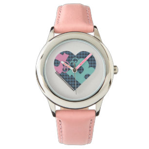Reloj De Pulsera Cute Heart Notebook Color Blue Pink Hearts MODERN