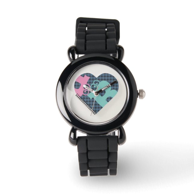 Reloj De Pulsera Cute Heart Notebook silverglitter Blue PinkMODERN (Anverso)