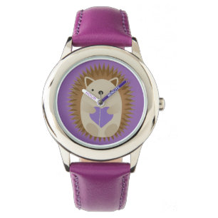 Reloj De Pulsera Cute Hedgehog con un corazón morado