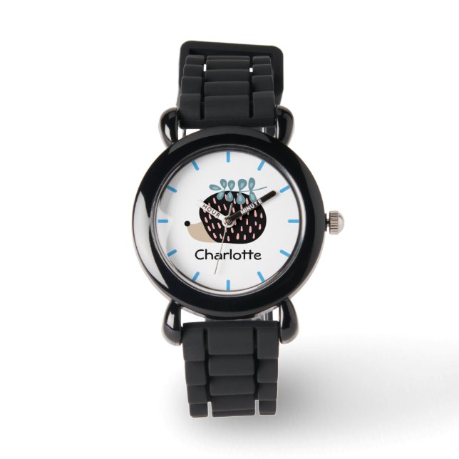 Reloj De Pulsera Cute Hedgehog Nombre personalizado Niños personali (Anverso)