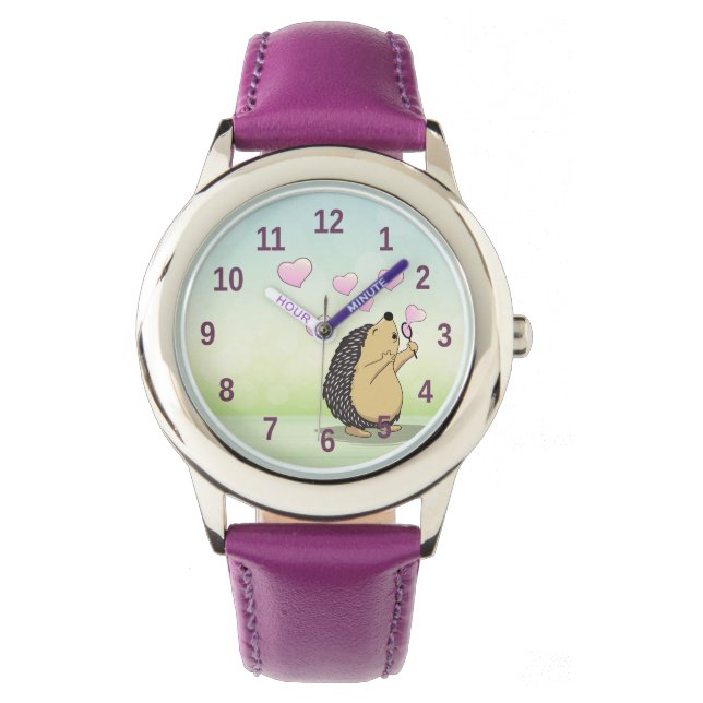 Reloj De Pulsera Cute Hedgehog | Números de Chicas (Anverso)