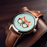 Reloj De Pulsera Cute Hipster Red Fox<br><div class="desc">Adorable ilustracion vectorial de un lindo zorro rojo usando un par de gafas sobredimensionados.</div>