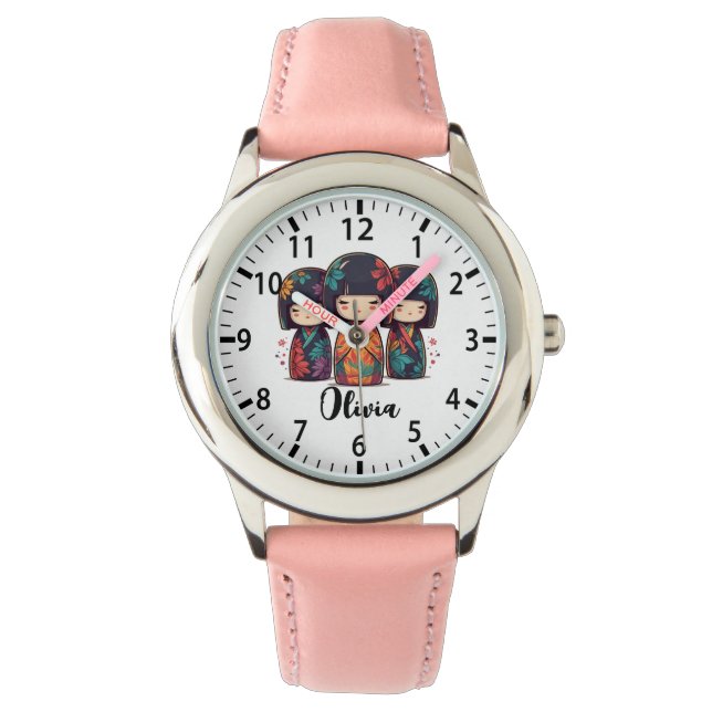 Reloj De Pulsera Cute Japanese Kokeshi Dolls (Anverso)