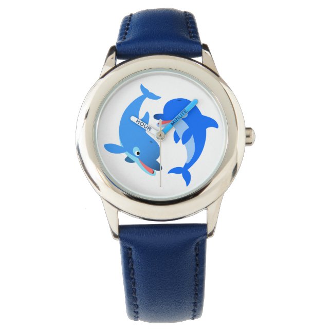 Reloj De Pulsera Cute Jugando Delfines Personalizados Watch (Anverso)