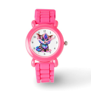 Reloj De Pulsera Cute Kawaii Bebé a rayas Kitten