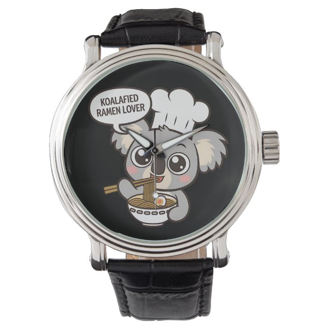 Reloj De Pulsera Cute Koala disfrutando de Ramen (Anverso)