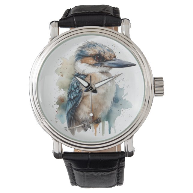Reloj De Pulsera Cute Kookaburra en una sucursal (Anverso)
