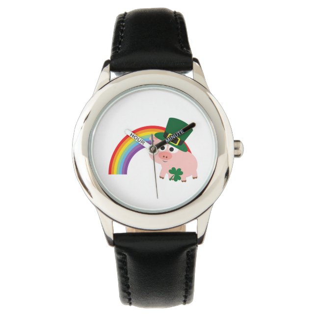 Reloj De Pulsera Cute Leprechaun Pig (Anverso)