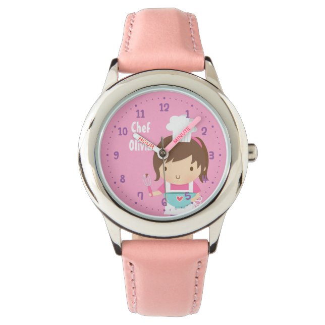Reloj De Pulsera Cute Little Chef Panadera Niña Personalizada (Anverso)