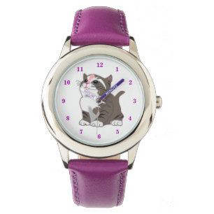 Reloj De Pulsera Cute Little Kitty - Púrpura