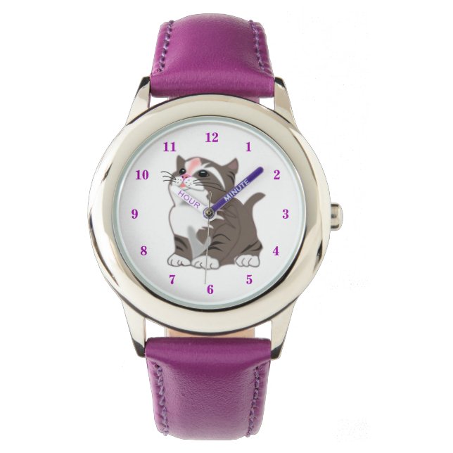 Reloj De Pulsera Cute Little Kitty - Púrpura (Anverso)