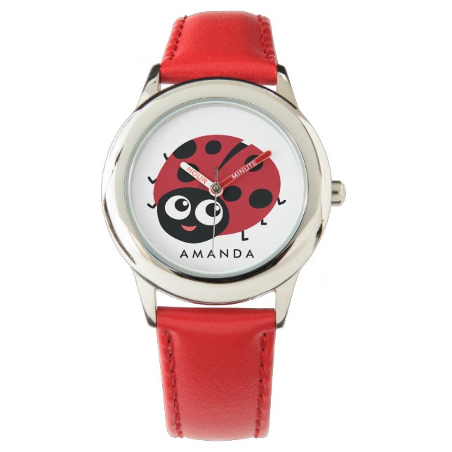 Reloj De Pulsera Cute Little Red Ladybug Personalizado (Anverso)