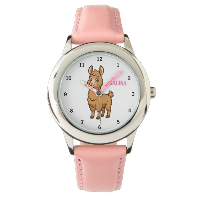 Reloj De Pulsera Cute Llama Animal Alpaca Girly Kids (Anverso)