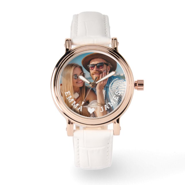 Reloj De Pulsera Cute Love Heart Photo Parples Nombres personalizad (Anverso)