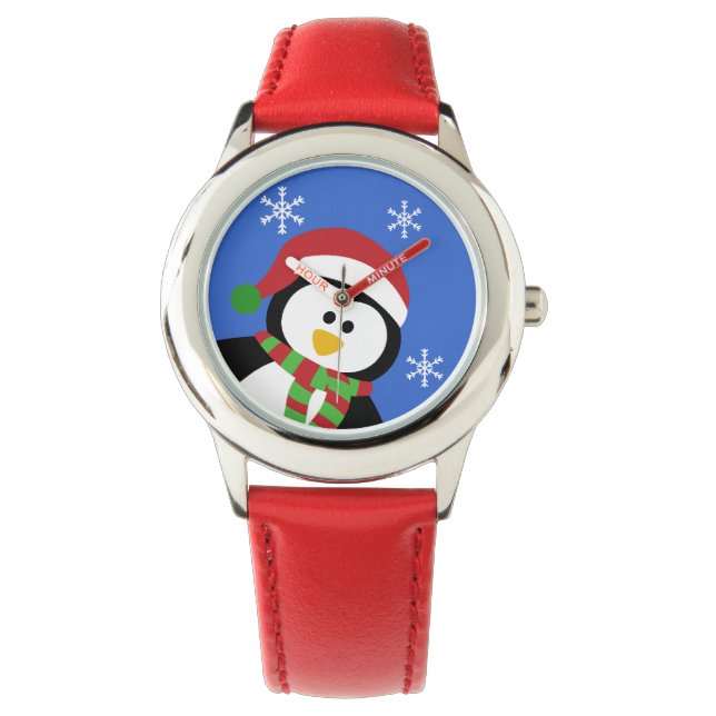 Reloj De Pulsera Cute Navidades Penguin Writing Watch (Anverso)