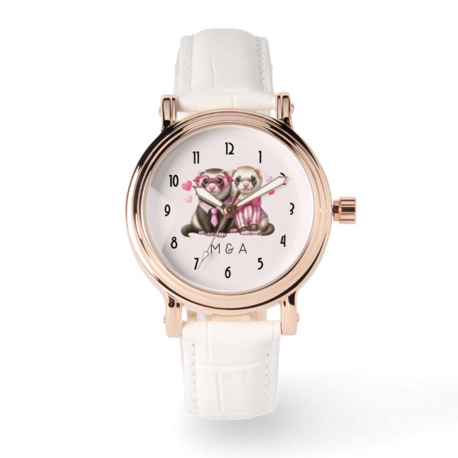Reloj De Pulsera Cute Otter Pareja en el Amor (Anverso)