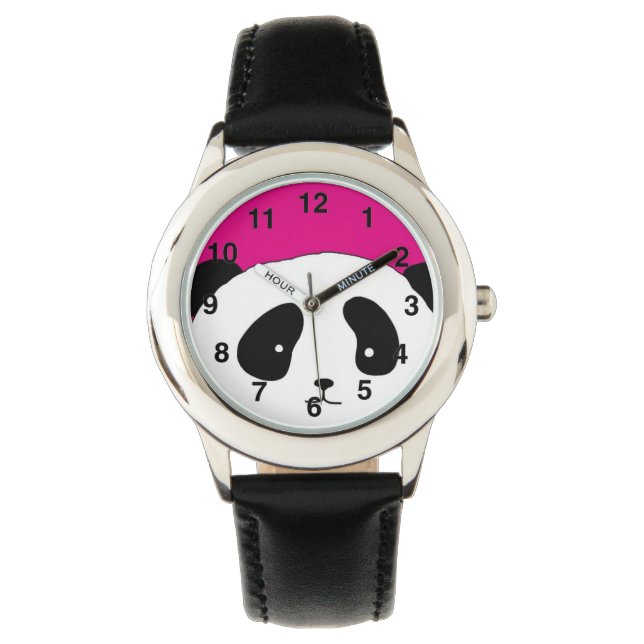 Reloj De Pulsera Cute Panda FACE rosa (Anverso)