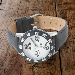 Reloj De Pulsera Cute Pandas Negro y Blanco Personalizado