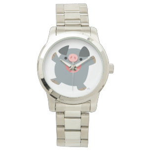 Reloj De Pulsera Cute Personalizado Bouncy Pig Unisex Watch