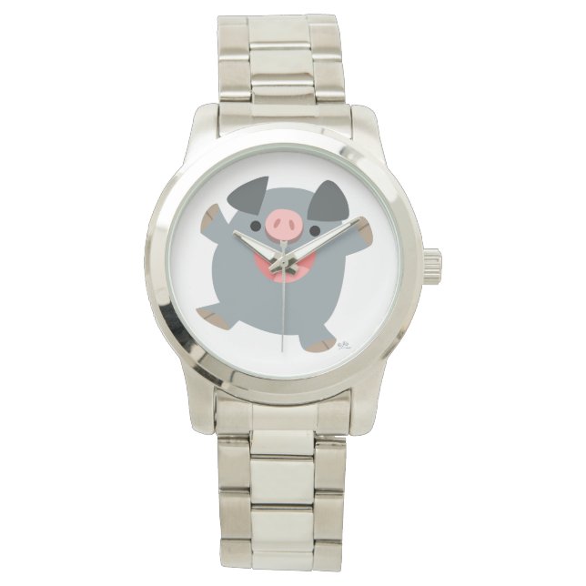 Reloj De Pulsera Cute Personalizado Bouncy Pig Unisex Watch (Anverso)
