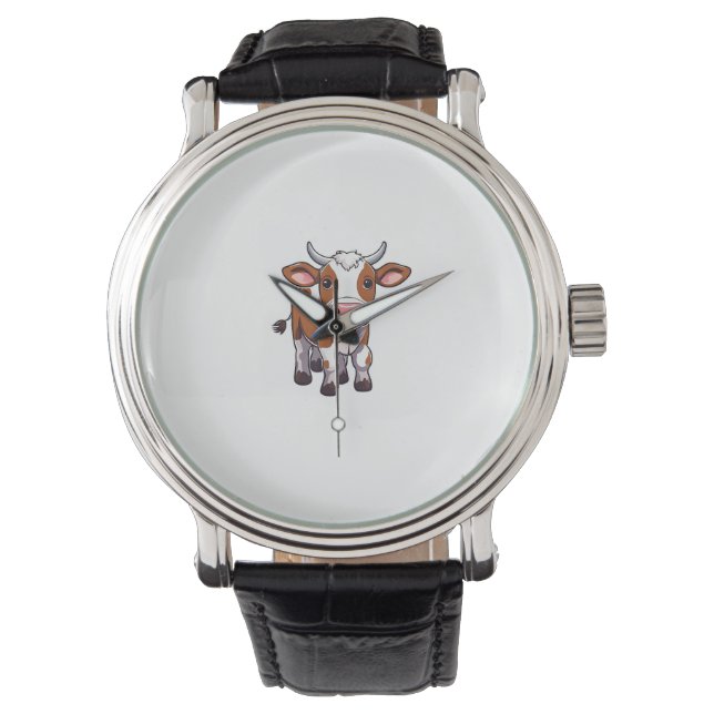 Reloj De Pulsera Cute Personalizado Cow (Anverso)