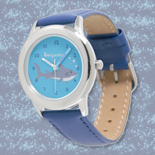 Reloj De Pulsera Cute Personalizado Shark Kid Blue Beginner Watch