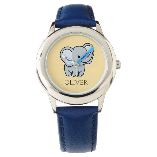 Reloj De Pulsera Cute Personalized Baby Elephant Kids Name  (Anverso)