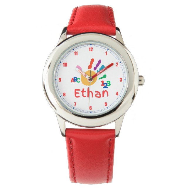 Reloj De Pulsera Cute Personalized Kid's ABC Hand Paint 123 (Anverso)
