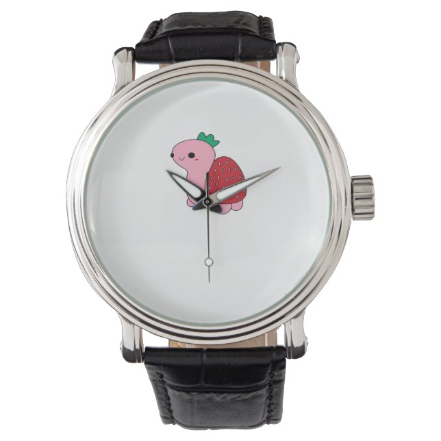 Reloj De Pulsera Cute pink blushing strawberry turtle Classic T-Shi (Anverso)