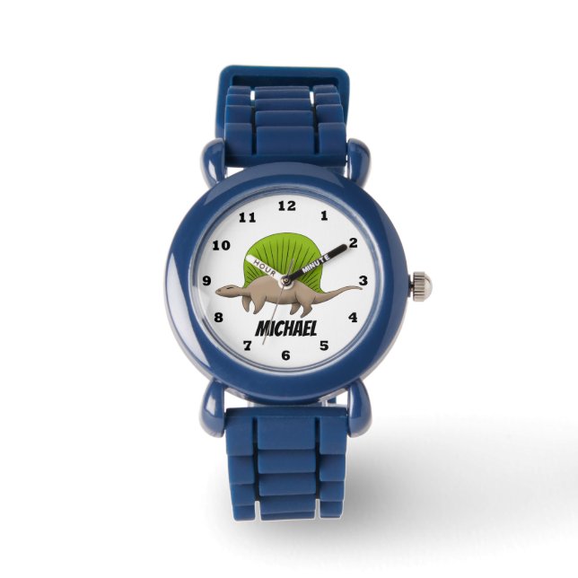 Reloj De Pulsera Cute Prehistórico dinosaurio agregar nombre (Anverso)