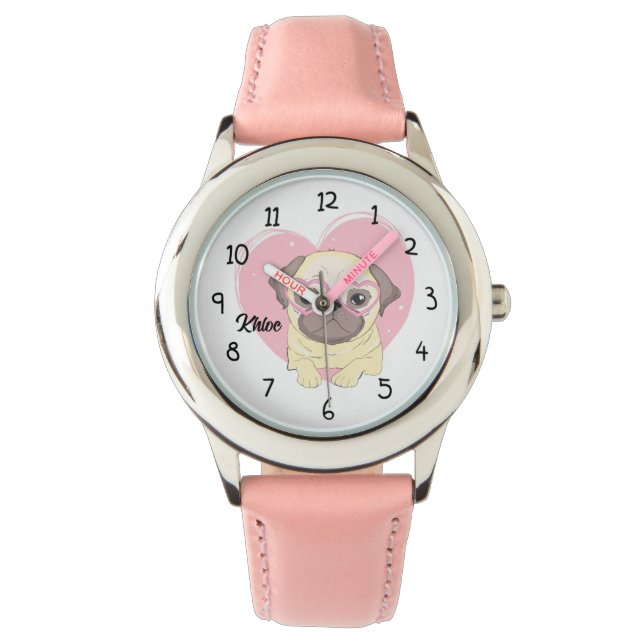 Reloj De Pulsera Cute Pug (Anverso)